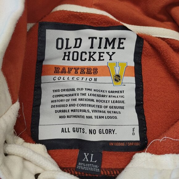 Old Time Hockey Original Six Rafters Collection Men's XL Orange Black Hoodie - Picture 13 of 16